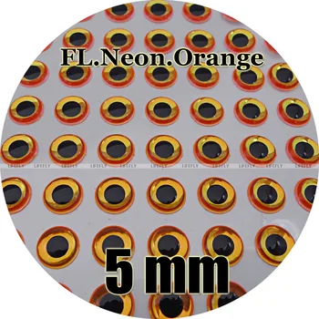 5mm 3D Luminiscences Neona Oranža / Vairumtirdzniecība 500 Soft Izgatavota 3D Hologrāfiskā Zivju Acis, Lidot Piesaisti, Jig, Lure