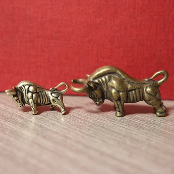 Antīko Tīra Vara Cietās Bull Miniatūras Figūriņas Galda Rotājumi Misiņa Wall Street Vēršu Cīņu, Galda Rotājumi, Mājas Dekoru