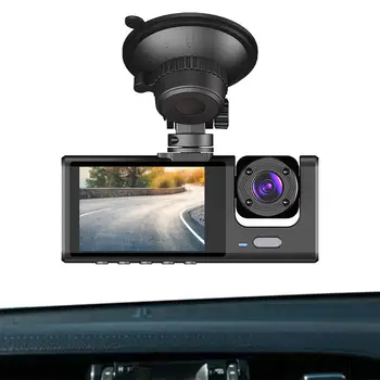 3 Kameru Cam 720P Priekšā 2 Collu Ekrāns Cam Vadītāja Diktofonu Ar Nakts Redzamības Auto DVR Atpakaļskata Kamera Auto Piederumi