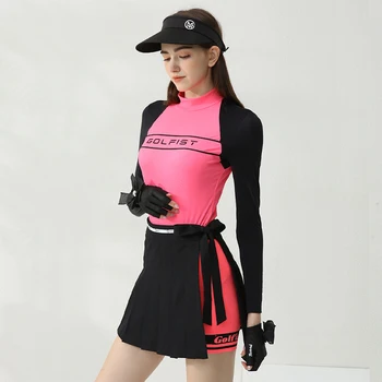 Pavasarī, Vasarā Golfa Sieviešu Top Svārki Tenisa Tērps Golfa Apģērbu Sauļošanās garām piedurknēm Līmēšana Plānas T-krekls, Šorti Skort