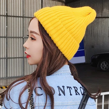 Jaunu Cieto Sieviešu Kašmira Adīta Beanie Hip Hop Cepures Jauki Ziemā Silts Pārsegs Cepures Sieviešu Ikdienas Vienkārši Korejas Harajuku Fashion