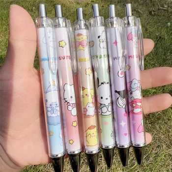 Sanrio Gēla Pildspalva 12/24pcs Karikatūra Limted Hello Kitty Pochacco Studentu Rakstīt Kancelejas preces 0.5 Melns Cute Skolas Adrese Bērniem Dāvanas