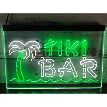 Tiki Bar Palmu Koku divu Krāsu LED Neona Zīme