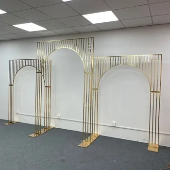 Iekštelpu Aand Āra Kāzu SuppliesGold MetalFlowerArch Fons Centerpieces Stāvēt Zelta Laukumā Kāzu Ziedu Statīvi