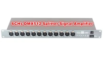 Profesionālās DMX Signāla Pastiprinātājs 6CHs DMX512 Sadalītāja Signāla Pastiprinātājs 1 6 Outs Xlr Signāla Sadalītājs Baznīcas Teātra TV Studija