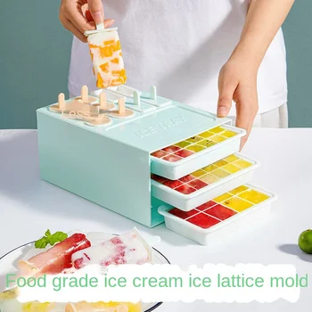 Vasaras Vairumtirdzniecības Silikona saldējums Nospiediet Pelējuma Ledus Kubiņu Paplātes Mājās gatavotu Augļu Popsicles saldējuma un Pārtikas Klases Ice Box
