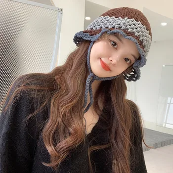 Ir 2021. Modes Ziemā Silts Vilnas Cepuri Sieviete Trikotāžas Beanie Cepure Sieviešu Āra Siltā Skullise Vāciņu Gadījuma Meitenes Rudens Cepure