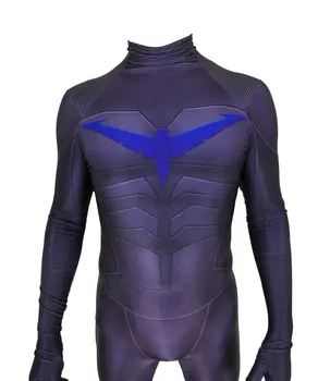 Lielie Bērni Nightwing Cosplay Kostīmi Cilvēks Zēni Zentai Bodysuit Uzvalks Superhero Halloween Jumpsuit