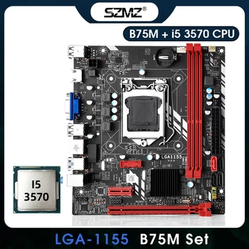SZMZ B75 ITX Mātesplati Komplekts Ar Core i5 3570 Procesors placa mae LGA 1155 atbalsta DDR3 Darbvirsmas atmiņas USB3.0 SATA3 1155 B75M