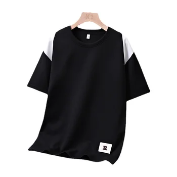 Vasaras Vienkāršu Krāsu Pretbloķēšanas Īsām piedurknēm T-krekls Mens Pusi piedurknēm Modes Plus Lieluma Zemāko Krekls T-krekls Vīriešiem M-8XL
