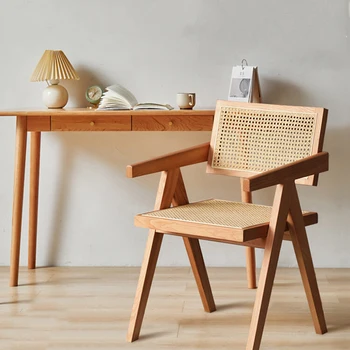 Mūsdienu Rotangpalmas Ēdamistabas Krēsls Locīšanas Biroja Kariete Lounge Dizainers Virtuves Krēsls Koka Dzīvojamā Istaba Muebles Atpūtas Masīvkoka Stils