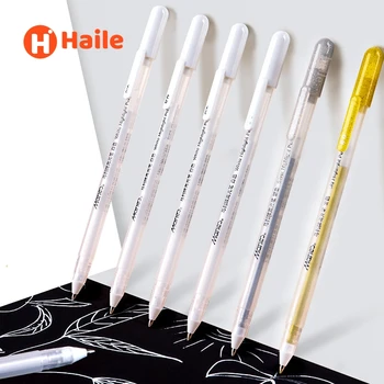12Pc/set White Gēla Pildspalva Izcelt Krāsas Balto Marķieri, Pildspalvas 0.8 mm Fine Tip Piepildīt Stienis Studentu Zīmējumu Mākslas Rakstīšanas Piederumi