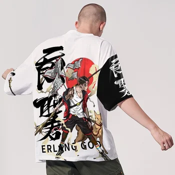 Japāņu Samuraju Print T-Krekls Vīriešu un Sieviešu Modes O-veida Kakla Īsām Piedurknēm T Krekls Harajuku Hip Hop Streetwear t-veida Topi Vīriešu FF3142