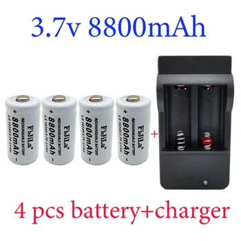 100% Jauns oriģināls 16340 Baterija CR123A 16340 Akumulatora 8800mAh 3,7 V Li-ion Baterijas+16340Charger