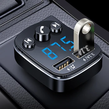 Bezvadu Brīvroku Bluetooth 5.0 FM Raidītājs Audio Mūzikas Uztvērējs Auto MP3 Atskaņotājs ar Dual USB 3.1 Ātru Lādētāju