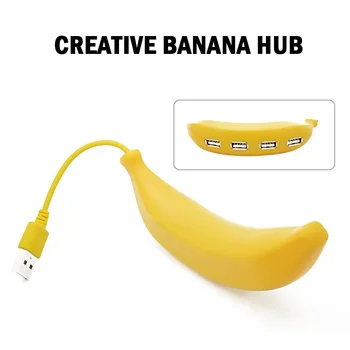 USB 2.0 4 Port Hub, Portatīvo Sadalītāja Kabeļa Adapteris Radošo Paplašinātāju,Burvīgs funny Banānu Formas Dizains, PC, Mac Klēpjdatoru
