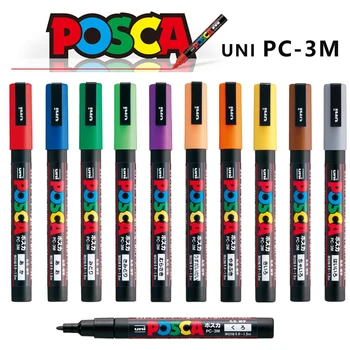 1Pc Uni Posca Krāsas Marķieri Akrila Mitsubishi Pastāvīgs Marķējums, Pildspalvu PC-3M Plumones Soda Punktu 0.9 MM-1.3 MM Marcadores Mākslas Pildspalvas