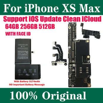 Labs iCloud Sākotnējā Loģika Valdes Pilnu Darba iPhone XS MAX Pamatplates Ar Akumulatoru 512G 256G 64G Atbalsts iOS Atjauninājumu