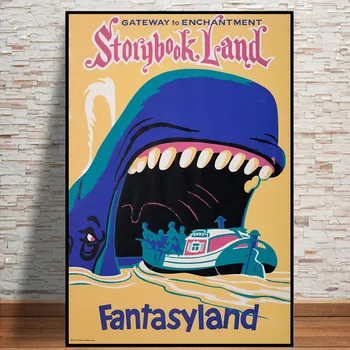 Disneja Stāstu Krājums Zemes Plakātu Izdrukas Par Mājas Dekoru Disnejlenda Fantasyland Magic Kingdom Atrakcija Audekla Apgleznošana Sienu Māksla