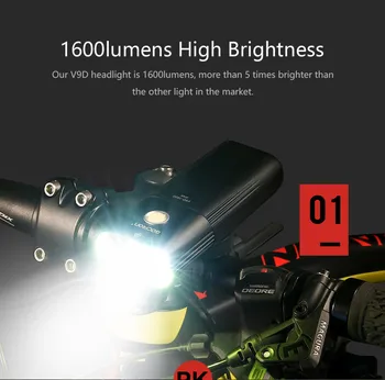 GACIRON Velosipēda Priekšējo Lukturu Velosipēdu Velosipēdu Uzlādējams kabatas Lukturītis IPX6 Ūdensizturīgs 5000mAh 1600Lumen LED Lampas, Velosipēdu Piederumi