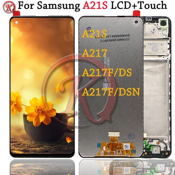 Samsung Galaxy A21s A217 LCD ekrāns Ar Rāmi, Pieskarieties Ekrānam Digitizer Montāža Samsung A217F SM-A217F/DS lcd Remonts
