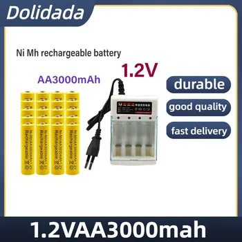 Batterie NiMH Uzlādējami 1,2 V AA 3000mAh Avec Chargeur, éclairage D'urgence Largement Utilisé, Pārlej Horloge, Radio, Video Jeu