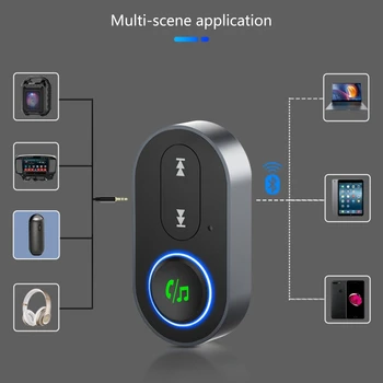 Bluetooth saderīgu Uztvērējs Bezvadu Audio Adapteris 3,5 mm Aux Brīvroku sistēmu ar Mic Mūzikas Uztvērējs, kas Atbalsta Balss Broadcast D7YA