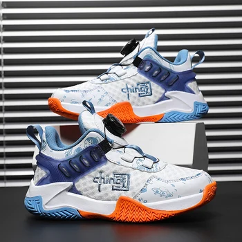 Modes blue-white bērnu basketbola kurpes anti-skid sporta apavi bērnu basketbola kurpes elpojošs zēnu ikdienas apavi
