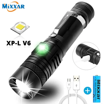 Z20 Ultra Bright LED Lukturīti Ar XP-L V6 LED lampas, borta loka Ūdensizturīgs Lāpu Zoomable 4 apgaismojuma režīms Multi-USB uzlādes funkcija