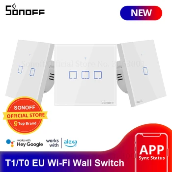 Sonoff T0/T1 ES Smart Wifi Sienas Touch Gaismas Slēdzi 1/2/3 Banda Touch/WiFi/433 RF/APP Tālvadības Smart Home Kontrolieris Strādā ar Alexa