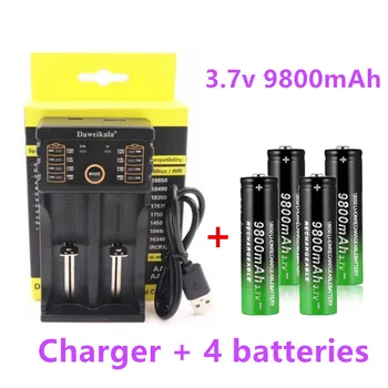 2022 New18650 Batterie Hohe Qualität 9800mAh 3,7 V 18650 Li-Ion batterien Akku Für Taschenlampe Taschenlampe + Ladegerät